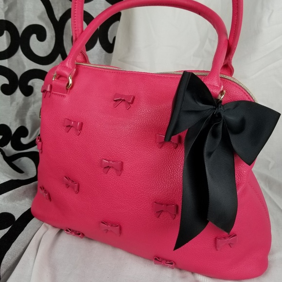 Betsey Johnson Women Handbag Bows Bright Pink - Picture 1 of 8